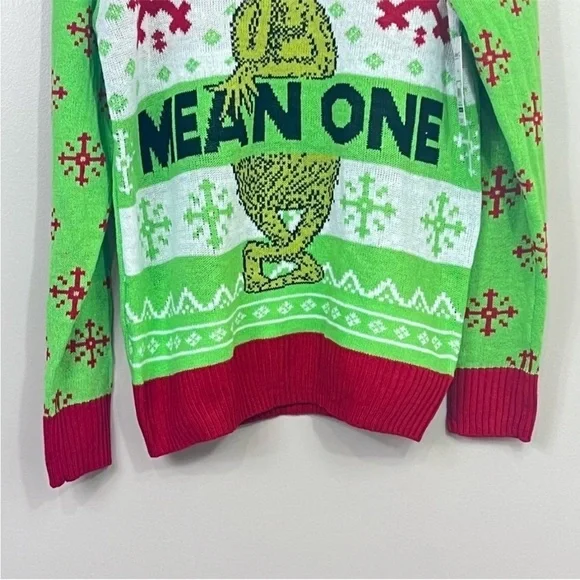 Christmas Ugly Grinch Mean One Crew Neck Sweater Size L Green NWT - Picture 4 of 6